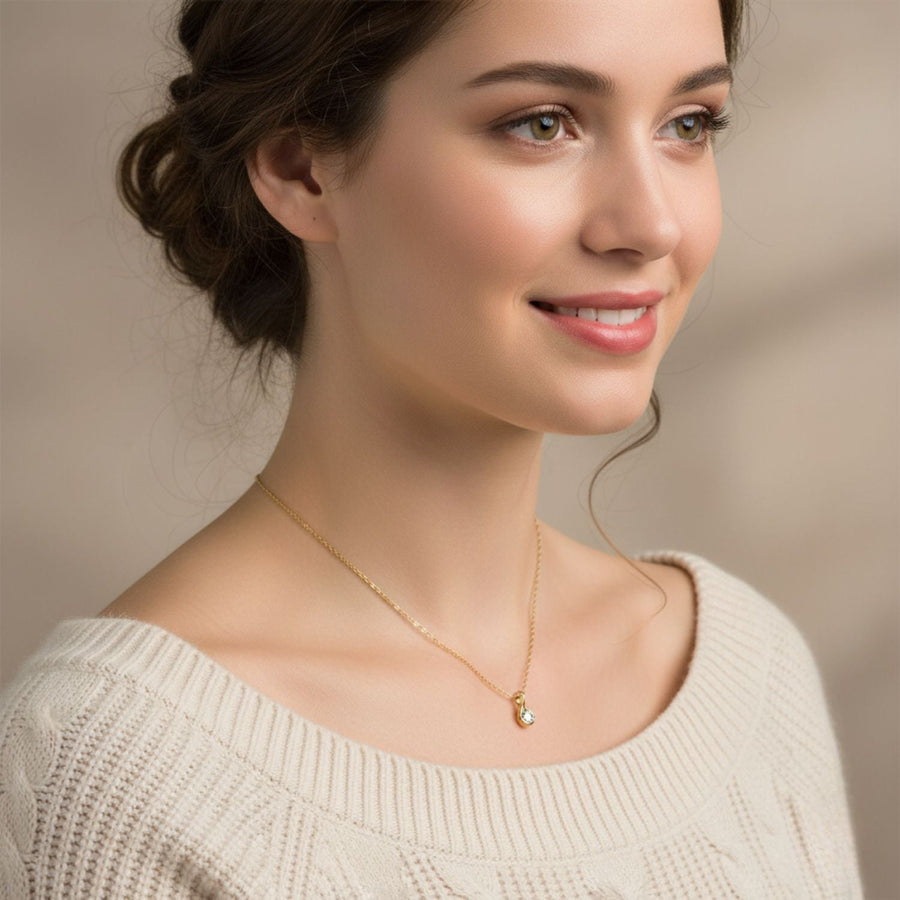Suspended CZ Teardrop Solitaire Necklace – 925 Sterling Silver