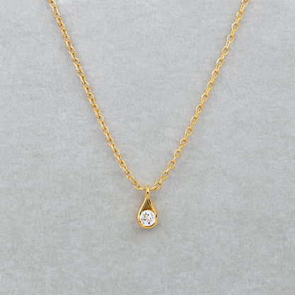 Suspended CZ Teardrop Solitaire Necklace – 925 Sterling Silver