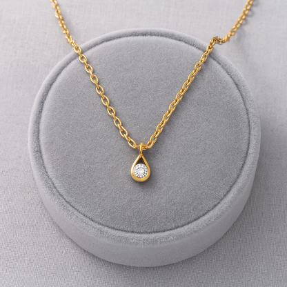 Suspended CZ Teardrop Solitaire Necklace – 925 Sterling Silver