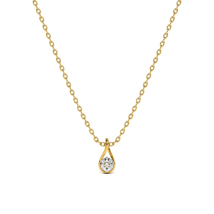 Teardrop Solitaire Necklace 925 Sterling Silver Yellow Plated