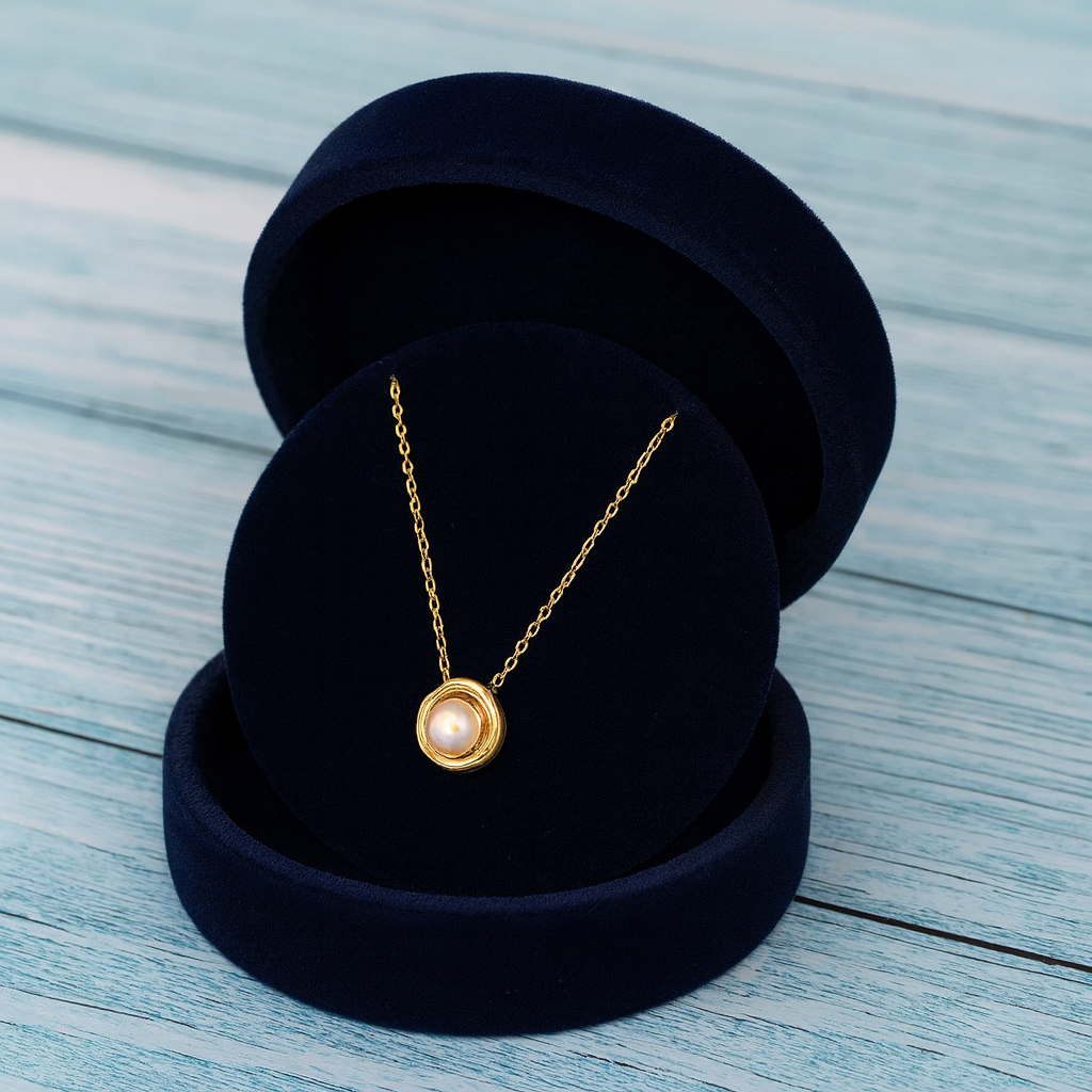 Freshwater Pearl Necklace 925 Sterling Silver Yellow Plated