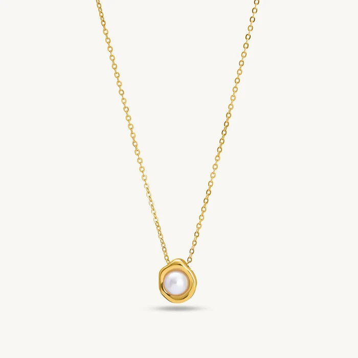 Freshwater Pearl Necklace 925 Sterling Silver Yellow Plated