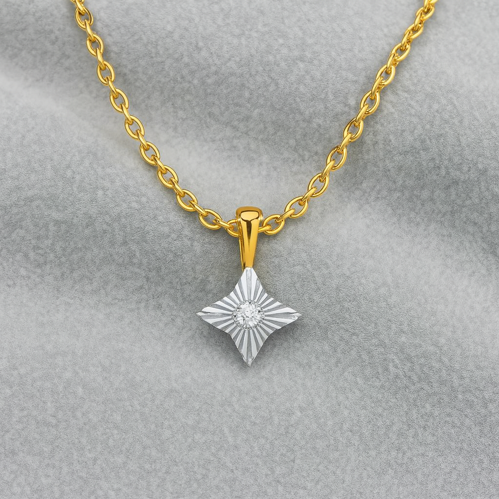 Starburst Pendant Necklace 925 Sterling Silver Yellow Plated