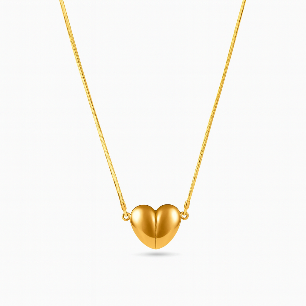 Golden Heart Elegant Symbol of Love Necklace 925 Sterling Silver Yellow Plated