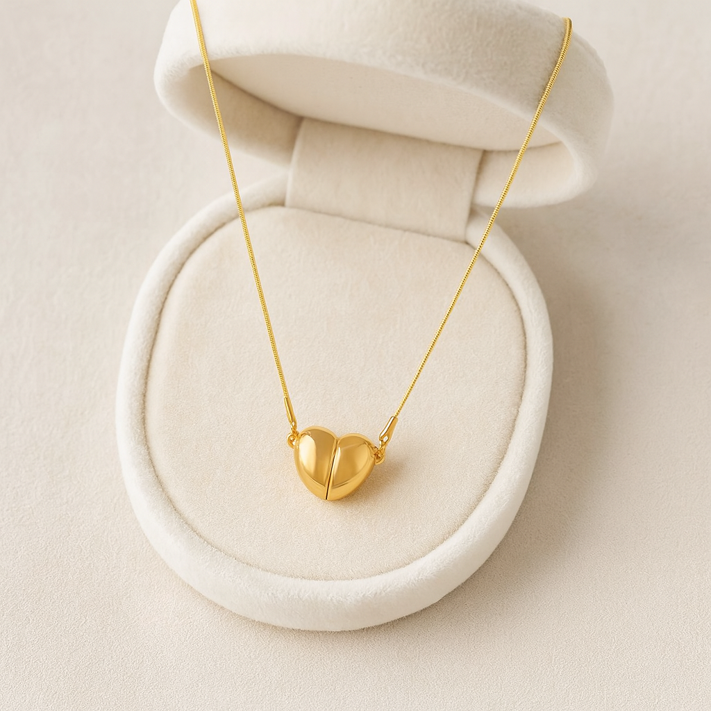 Golden Heart Elegant Symbol of Love Necklace 925 Sterling Silver Yellow Plated