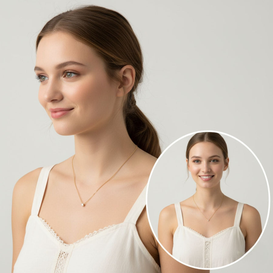 Square White CZ Necklace – 925 Sterling Silver