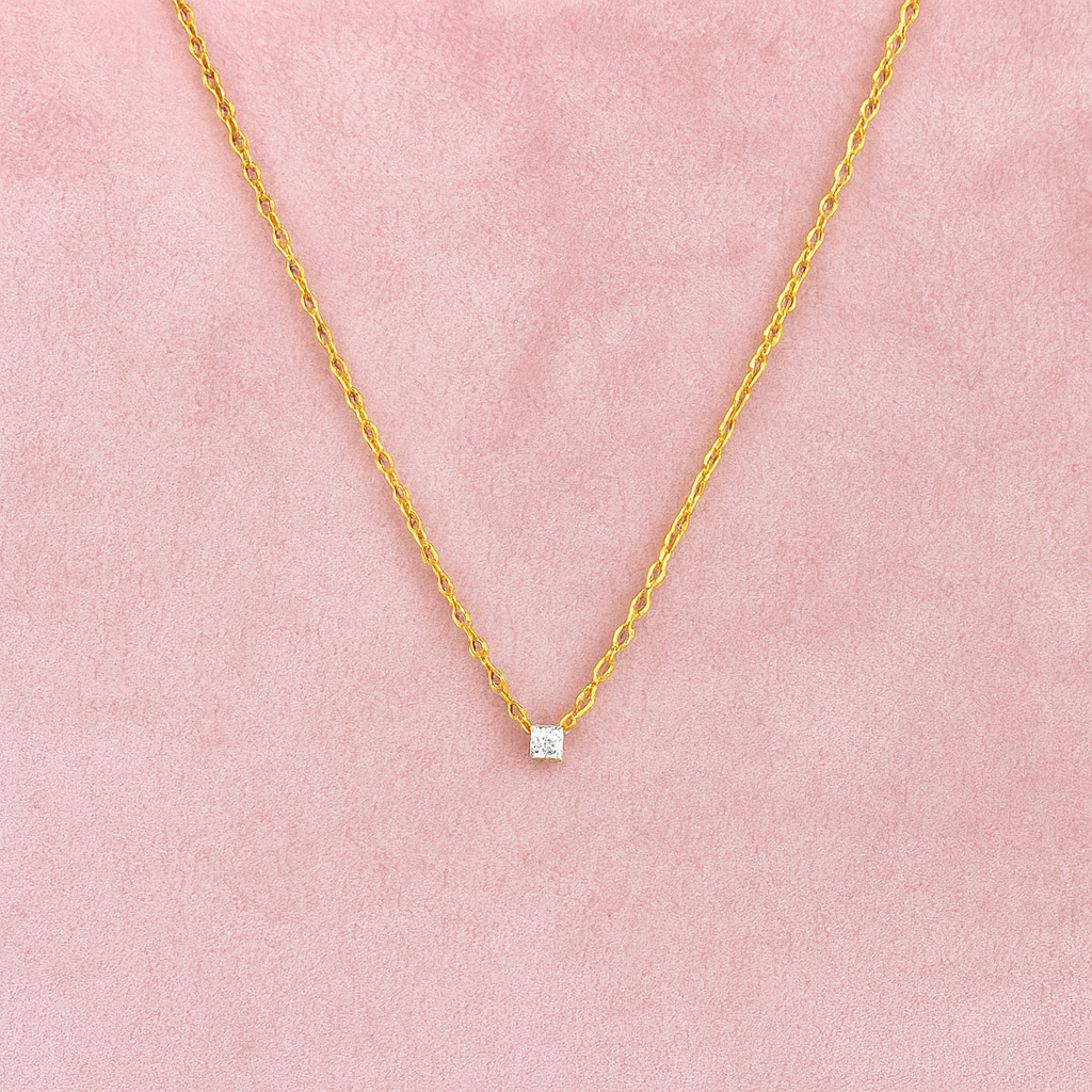 Square White CZ Necklace – 925 Sterling Silver