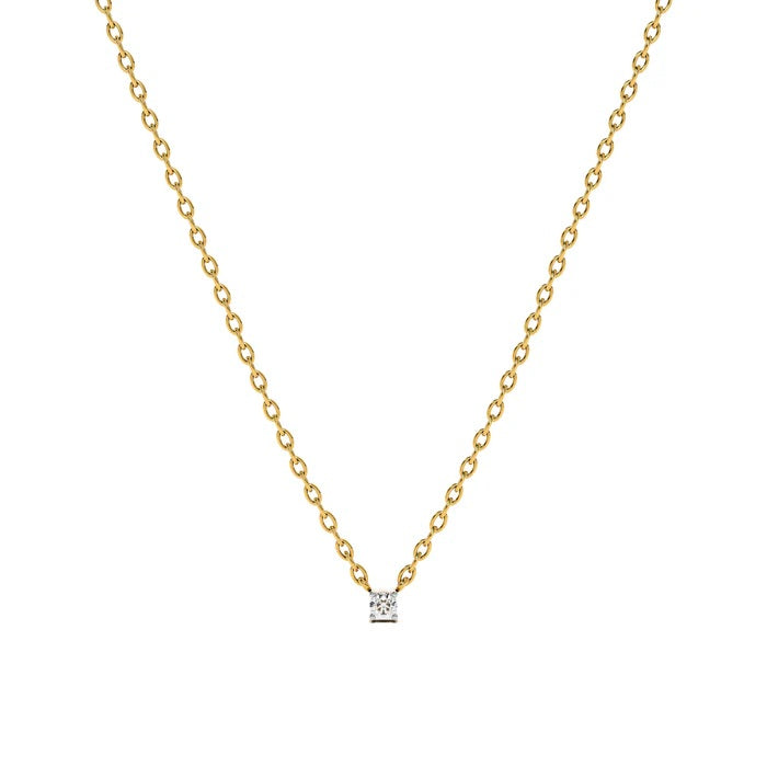 Square White CZ Necklace 925 Sterling Silver Yellow Plated
