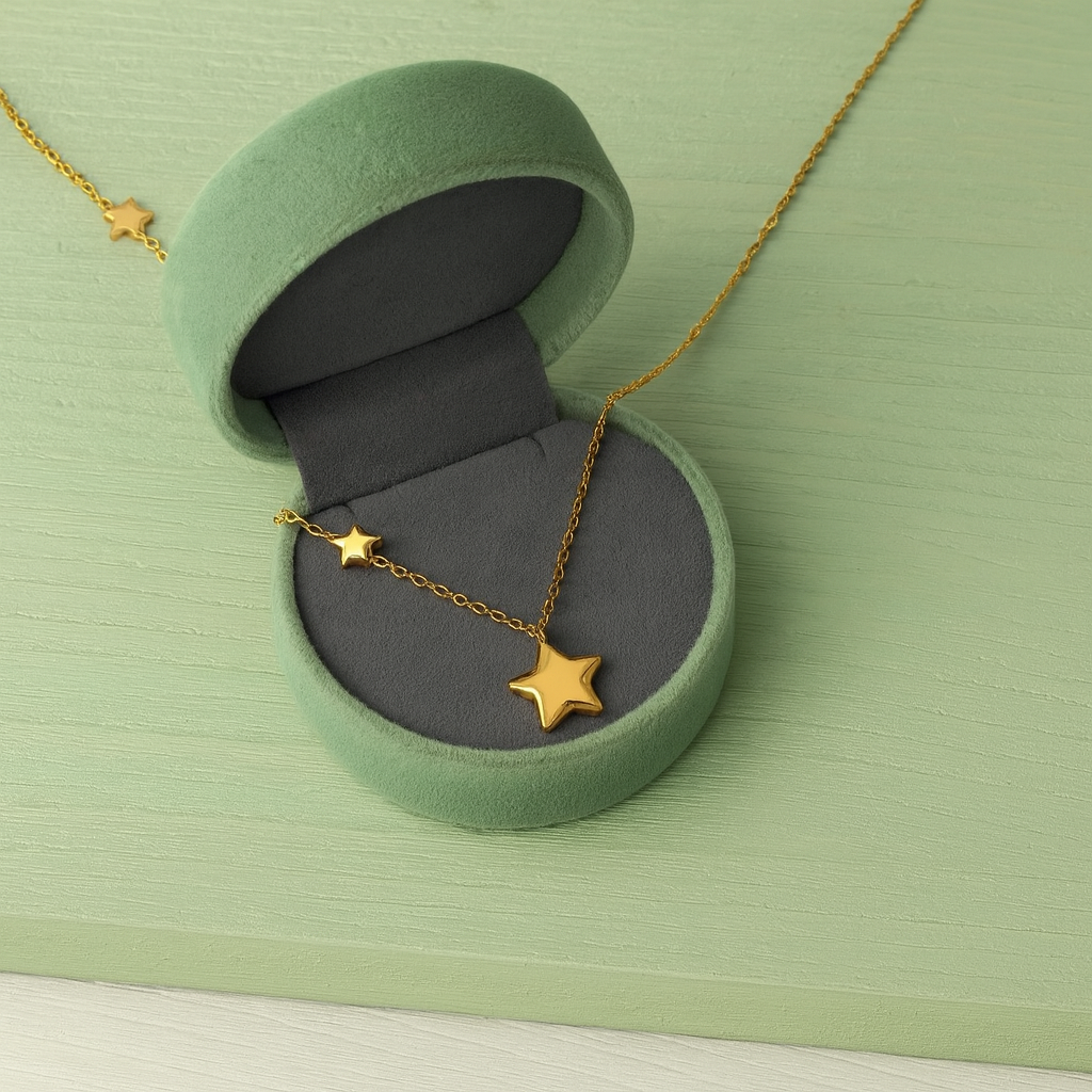 Star Charm Necklace 925 Sterling Silver Yellow Plated