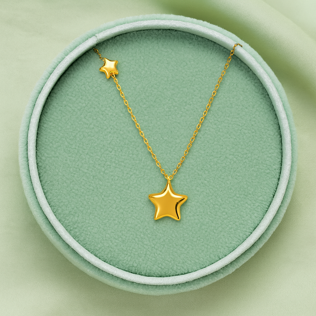 Star Charm Necklace 925 Sterling Silver Yellow Plated