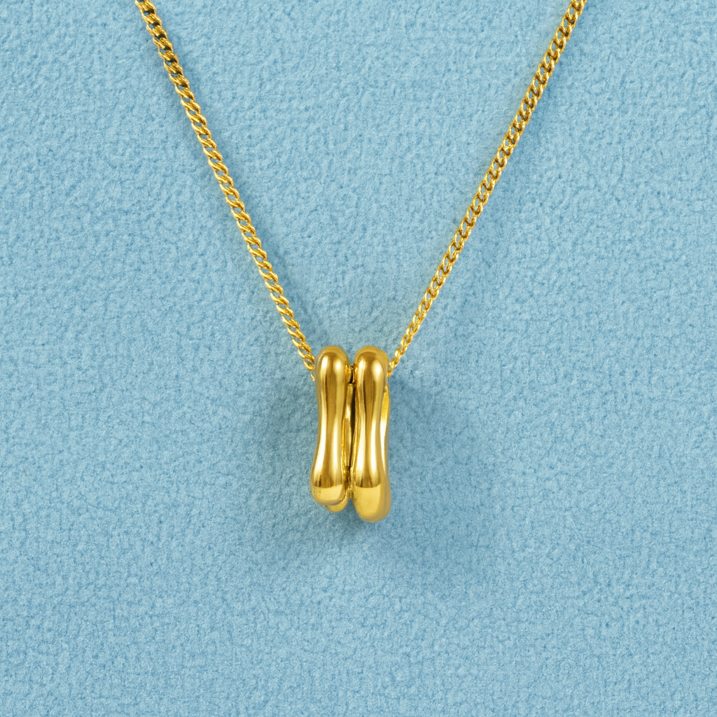 Wavy Bar Necklace 925 Sterling Silver Yellow Plated