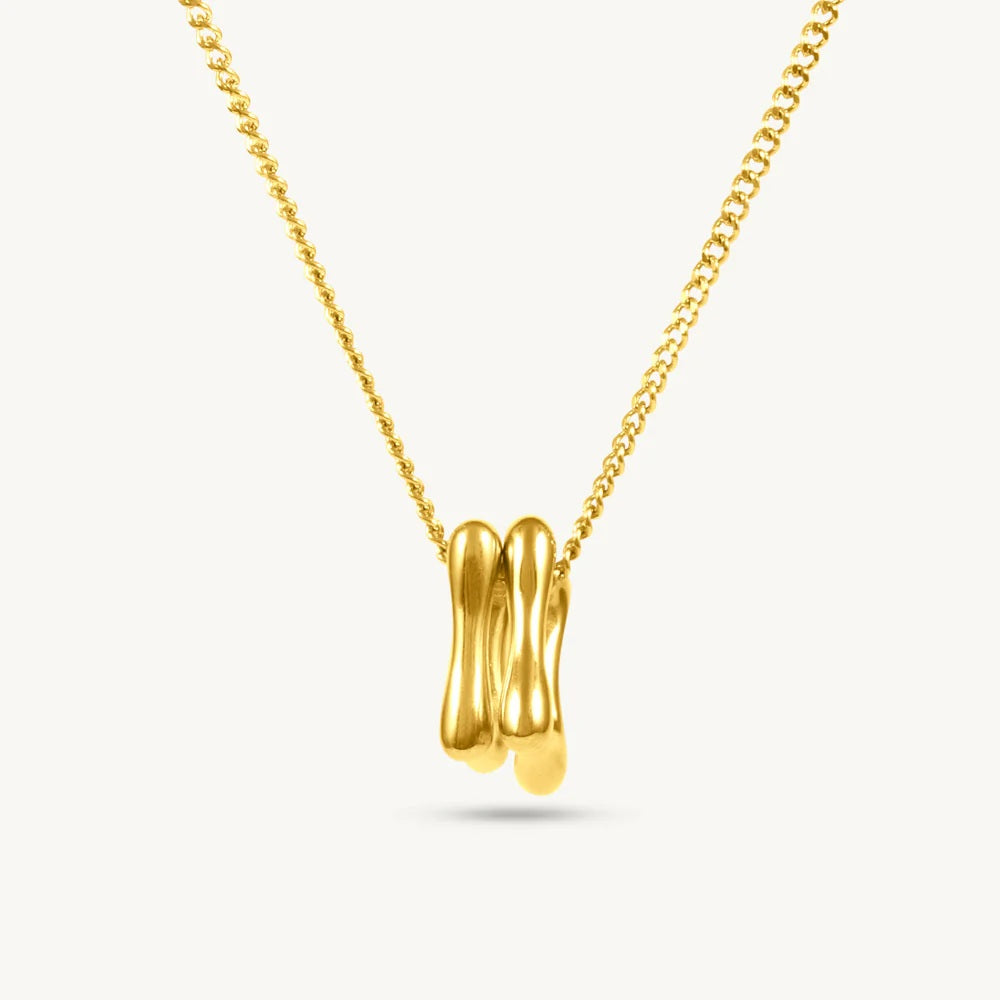 Wavy Bar Necklace 925 Sterling Silver Yellow Plated