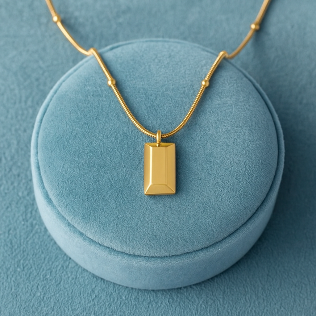 Minimalist Bar Necklace 925 Sterling Silver Yellow Plated