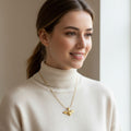 Angel Wing Heart Necklace 925 Sterling Silver Yellow Plated