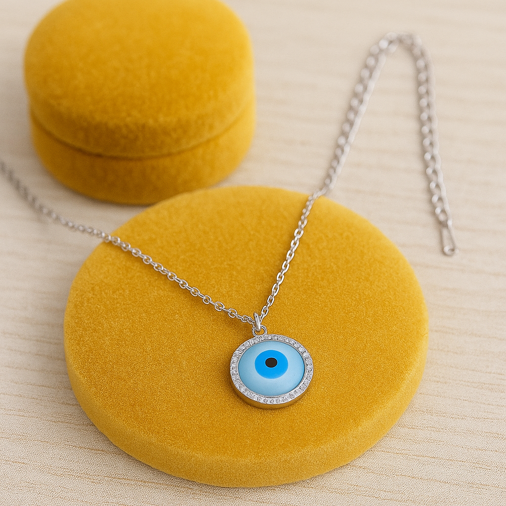 Blue Evil Eye Pendant Necklace 925 Sterling Silver