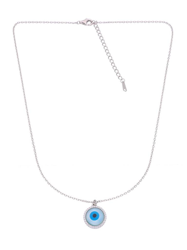 Blue Evil Eye Pendant Necklace 925 Sterling Silver