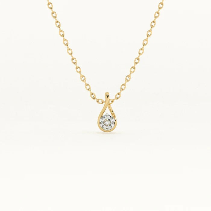 White CZ Teardrop Pendant Necklace – 925 Sterling Silver
