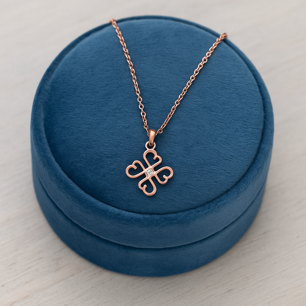 Infinity Heart Cross Pendant Necklace 925 Sterling Silver Rose Plated