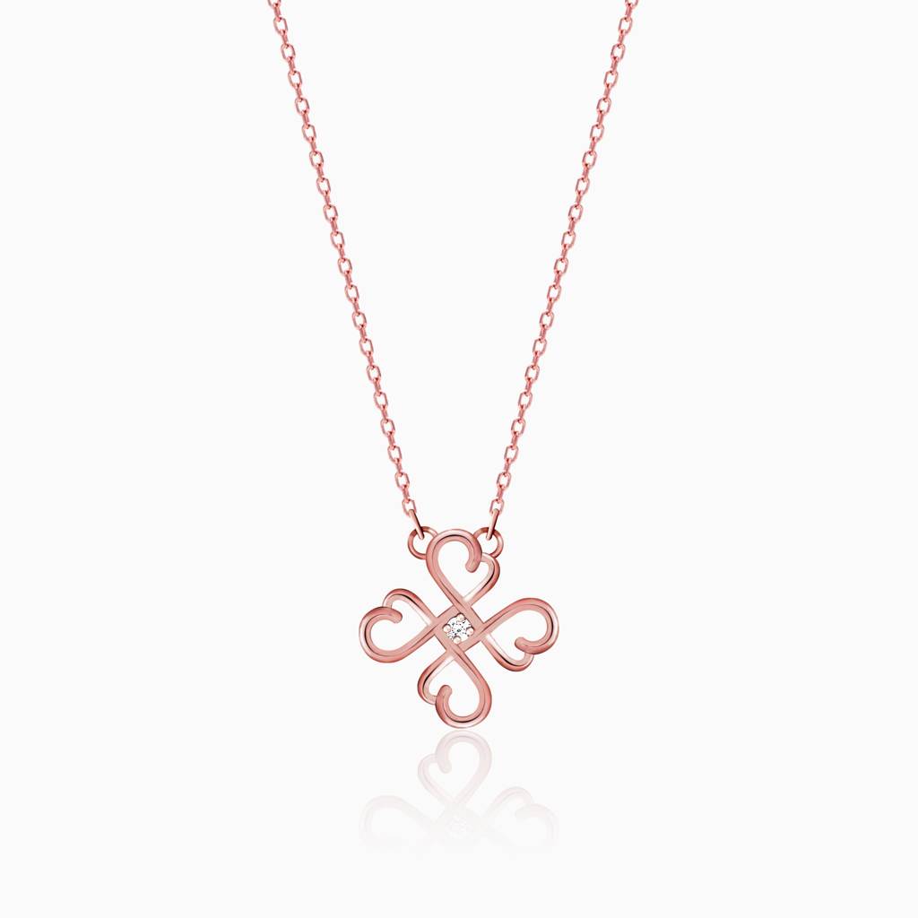 Infinity Heart Cross Pendant Necklace 925 Sterling Silver Rose Plated