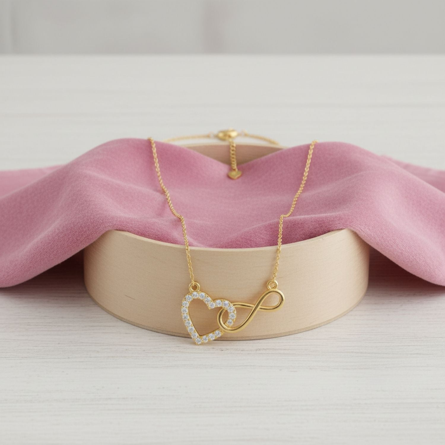 Infinity Heart Necklace 925 Sterling Silver Yellow Plated