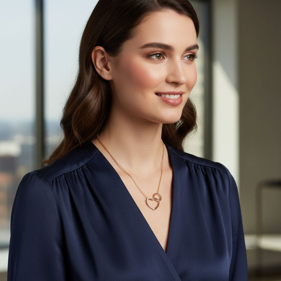 Heart and Circle Interlocking Necklace – 925 Sterling Silver