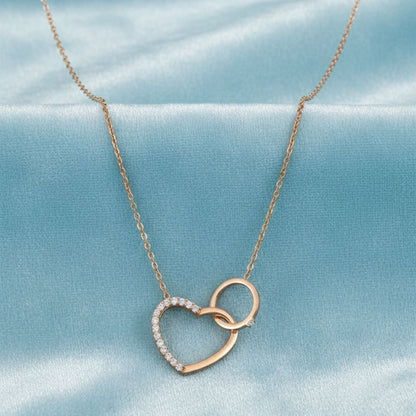 Heart and Circle Interlocking Necklace – 925 Sterling Silver