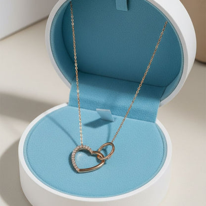 Heart and Circle Interlocking Necklace – 925 Sterling Silver