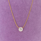 Classic Solitaire Necklace 925 Sterling Silver Yellow Plated