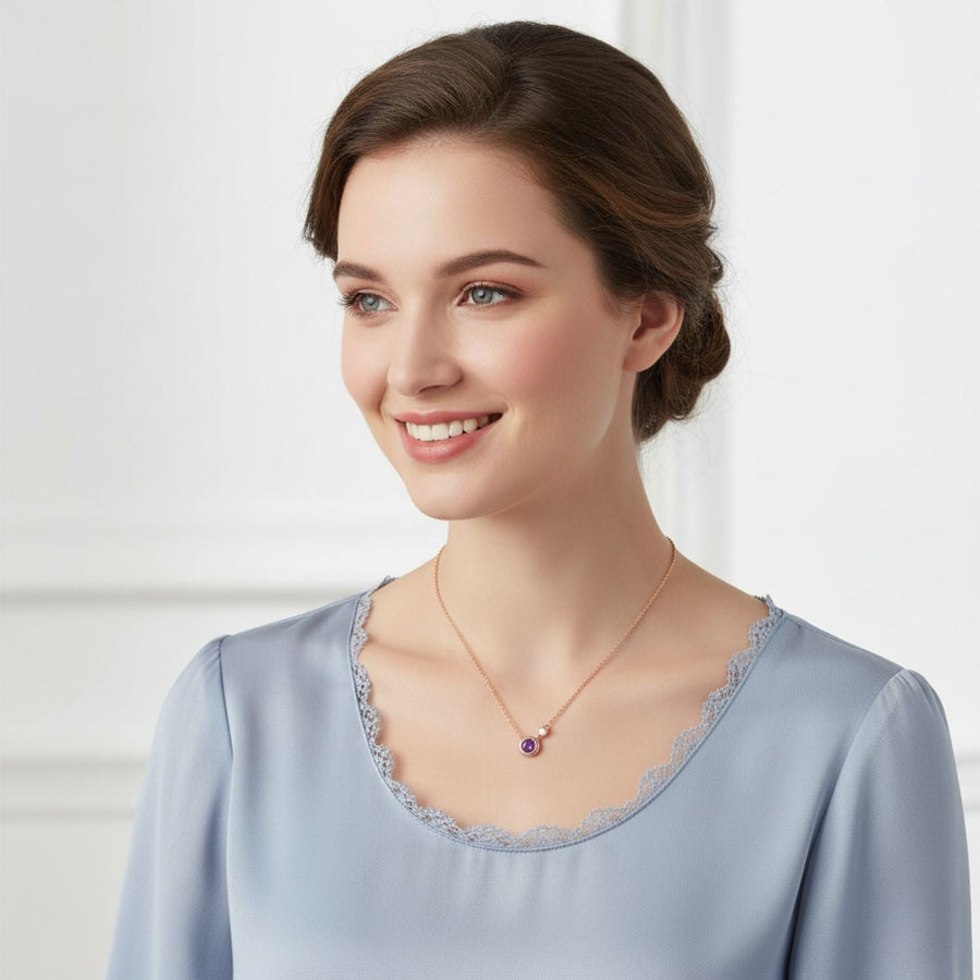 Amethyst Duo Pendant Necklace – 925 Sterling Silver