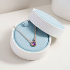 Amethyst Duo Pendant Necklace 925 Sterling Silver Rose Plated
