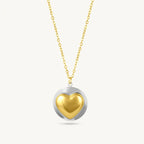 Golden Heart Two-Tone Necklace 925 Sterling Silver Yellow Plated