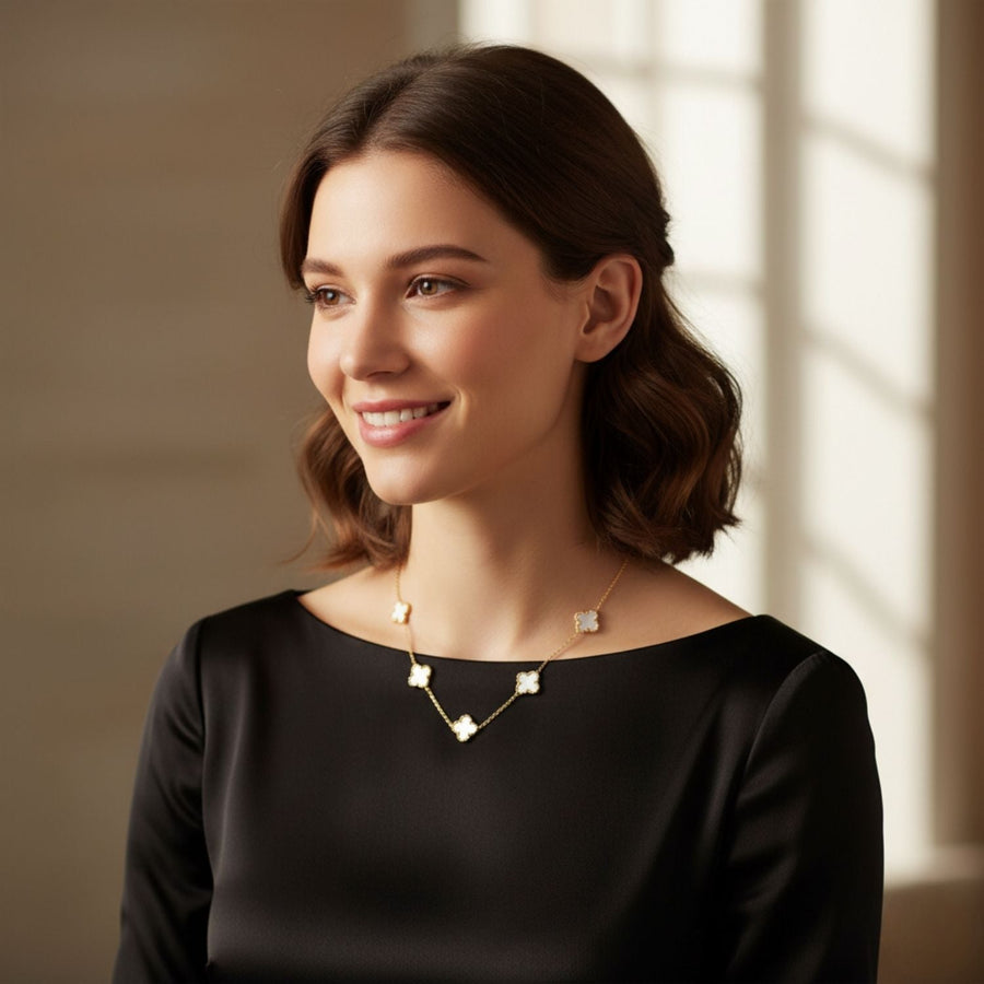 White Clover Station Necklace – 925 Sterling Silver