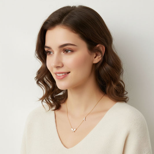 Mother of Pearl Butterfly Necklace – 925 Sterling Silver