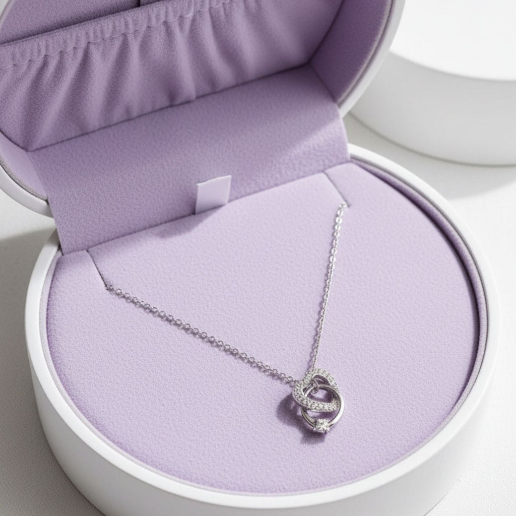Interlocking Heart Pendant Necklace 925 Sterling Silver