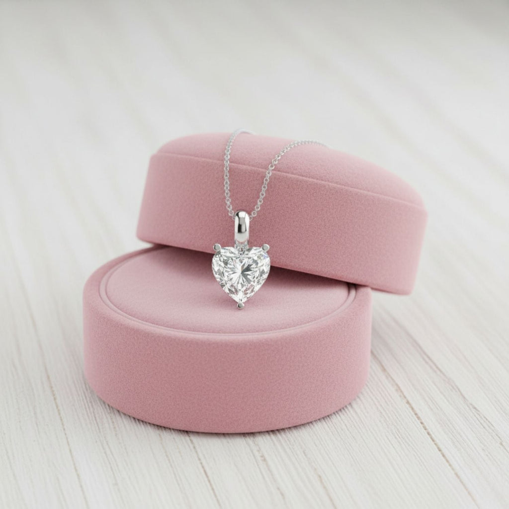 Heart-Shaped Solitaire Pendant Necklace 925 Sterling Silver