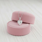 Heart-Shaped Solitaire Pendant Necklace 925 Sterling Silver