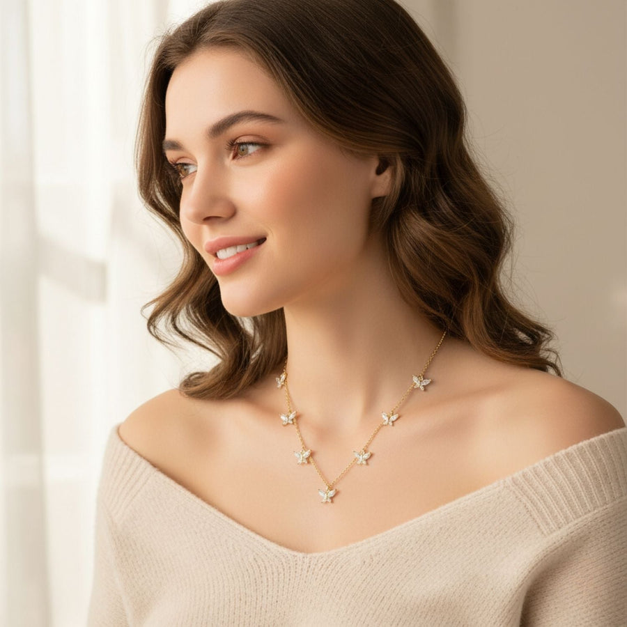 Butterfly Station Necklace – 925 Sterling Silver