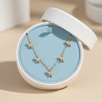 Butterfly Station Necklace 925 Sterling Silver Yellow Plated