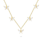 Butterfly Station Necklace 925 Sterling Silver Yellow Plated