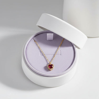 Ruby Red Heart Bezel Pendant Necklace – 925 Sterling Silver