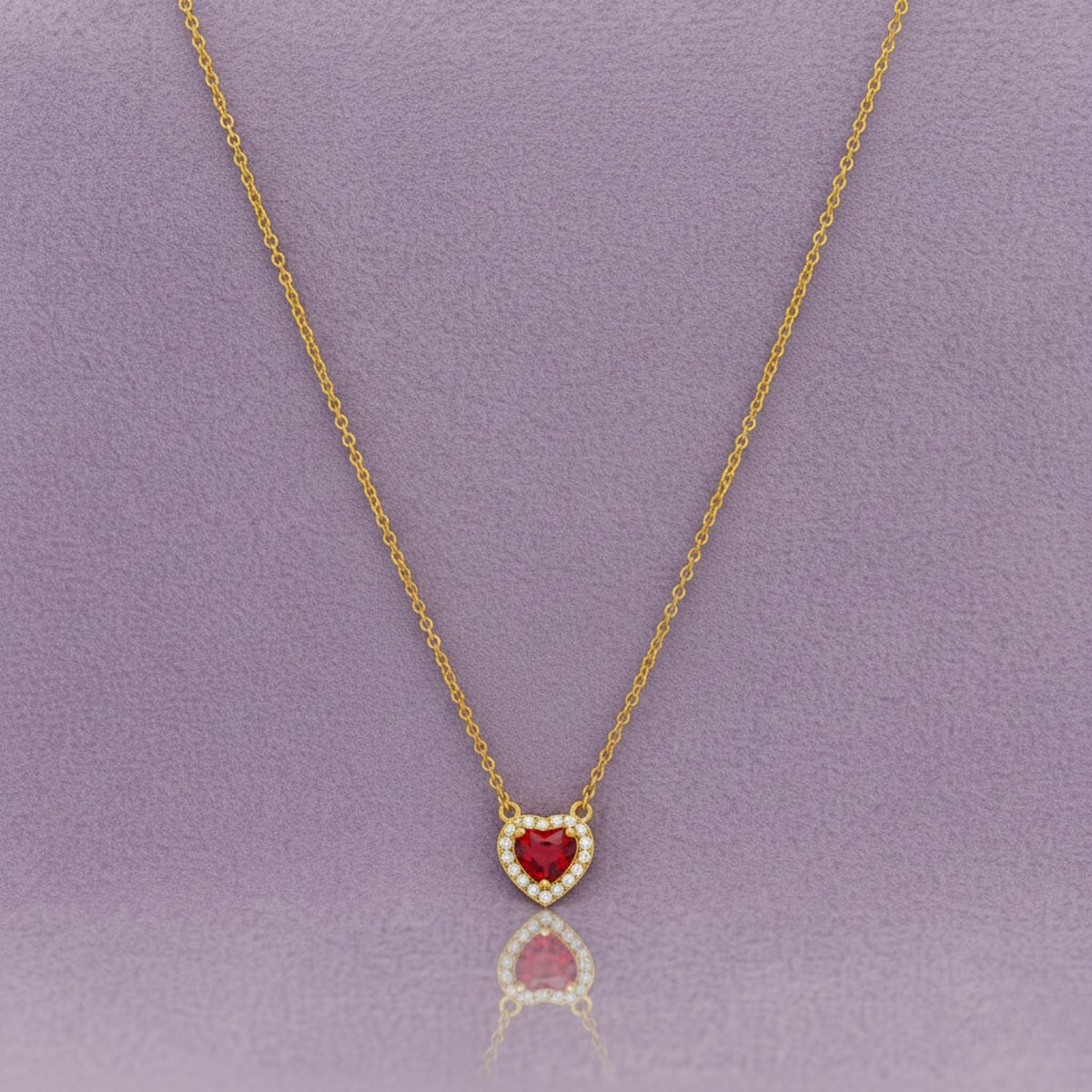 Ruby Red Heart Bezel Pendant Necklace – 925 Sterling Silver