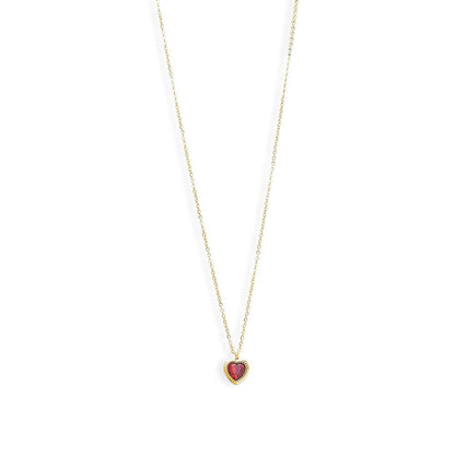 Ruby Red Heart Bezel Pendant Necklace – 925 Sterling Silver