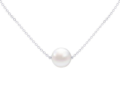Single Pearl Minimalist Necklace – 925 Sterling Silver