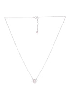 Dainty Pearl Halo Necklace in 925 Sterling Silver 925 Sterling Silver