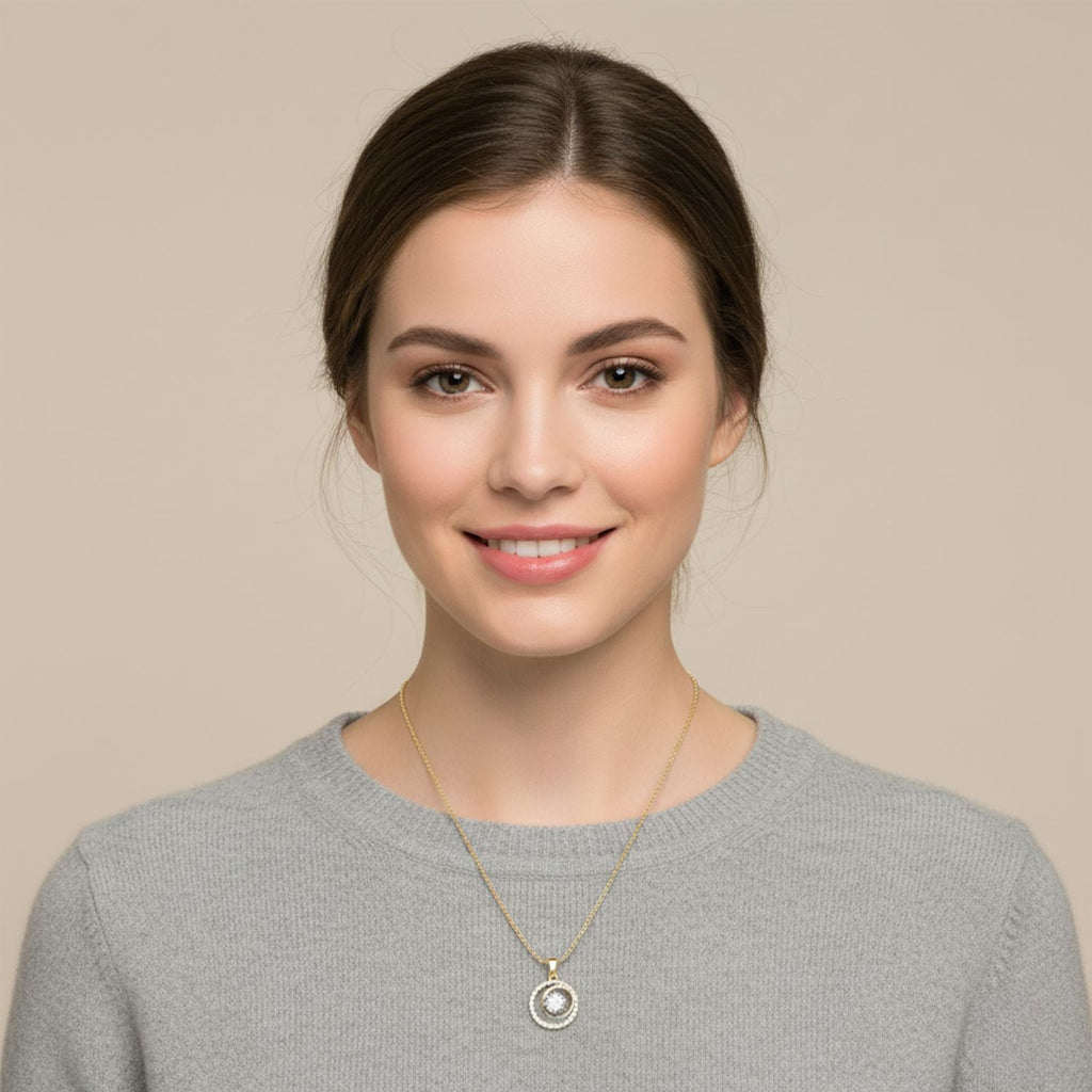Circle of Sparkle Necklace 925 Sterling Silver Yellow Plated