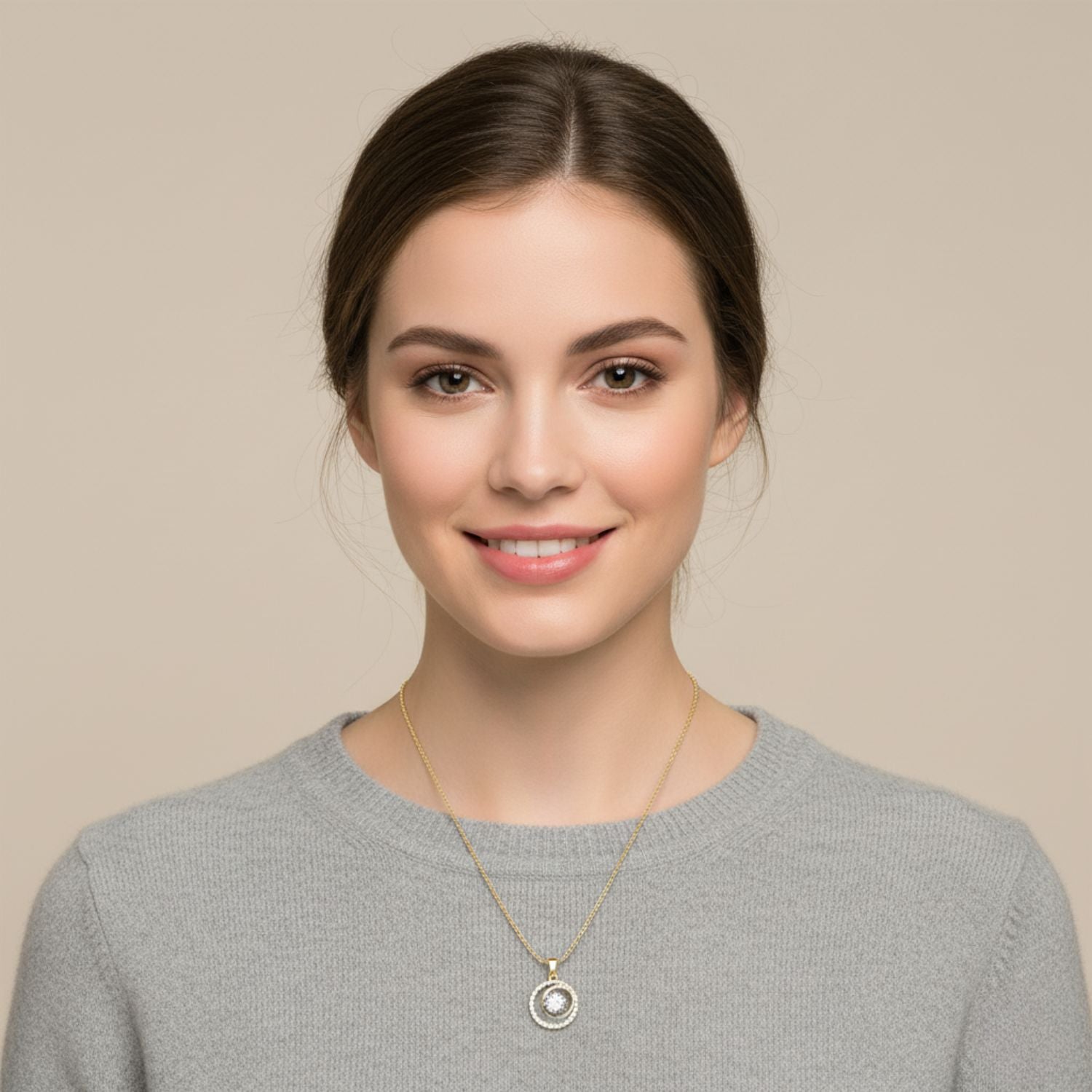 Circle of Sparkle Necklace 925 Sterling Silver Yellow Plated