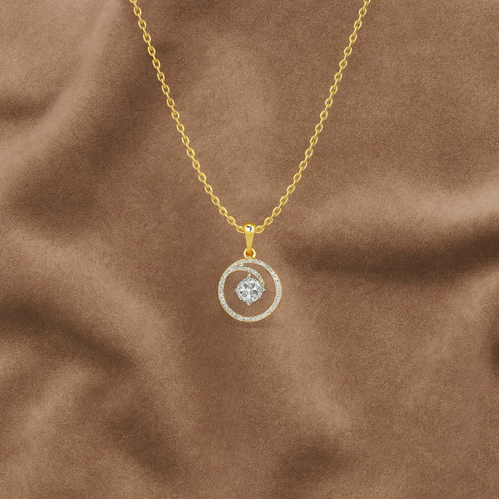 Circle of Sparkle Necklace 925 Sterling Silver Yellow Plated