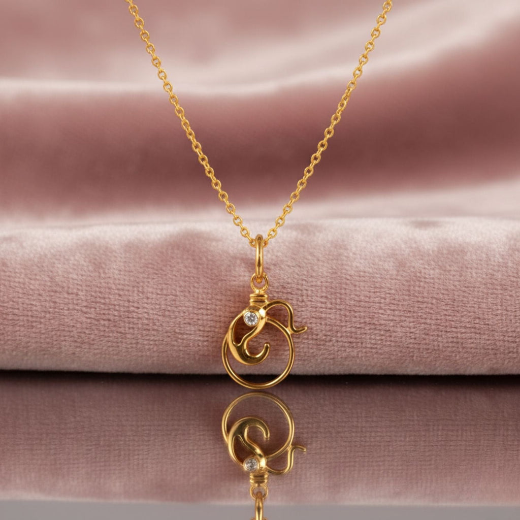 Artistic Swirl Pendant Necklace 925 Sterling Silver Yellow Plated