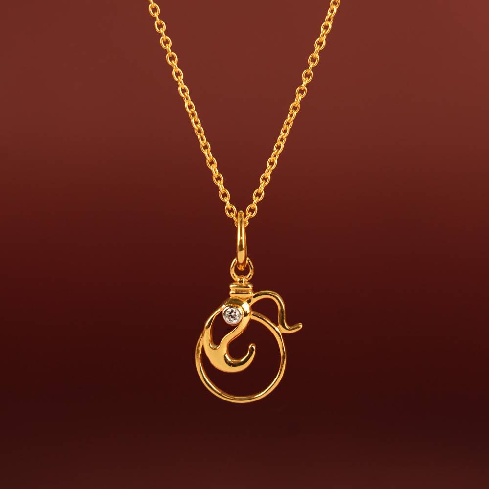 Artistic Swirl Pendant Necklace 925 Sterling Silver Yellow Plated