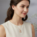 White CZ Solitaire Swirl Pendant Necklace 925 Sterling Silver Rose Plated